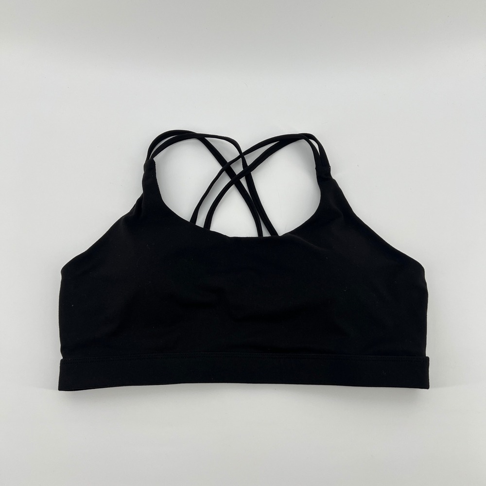 Running Girl Womens Black Strappy Criss‎ Cross Back Sports Bra Size L